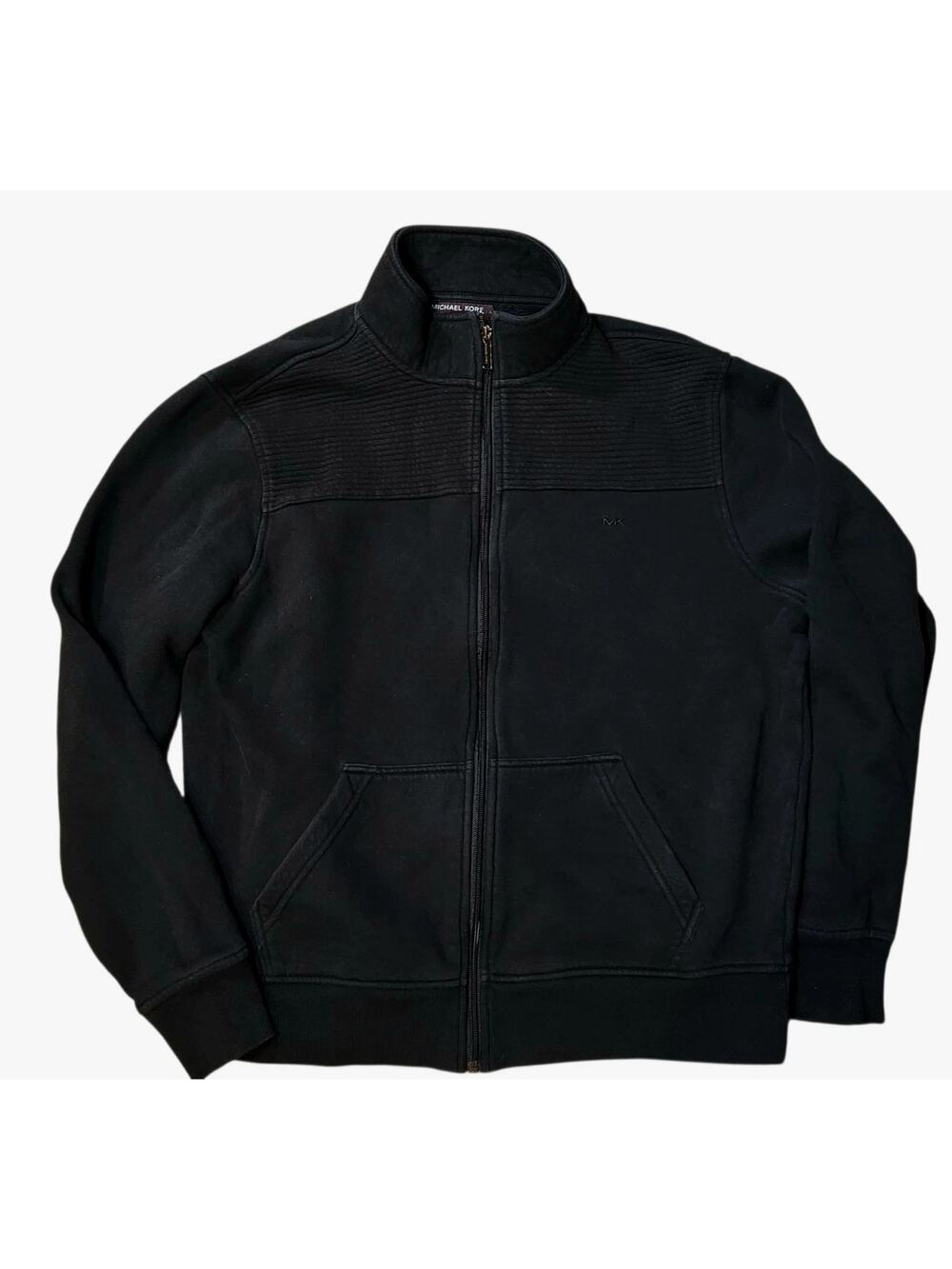 Michael Kors Mens Jacket Large Full Zip Long Sleeve Black Cotton Polyester Blend